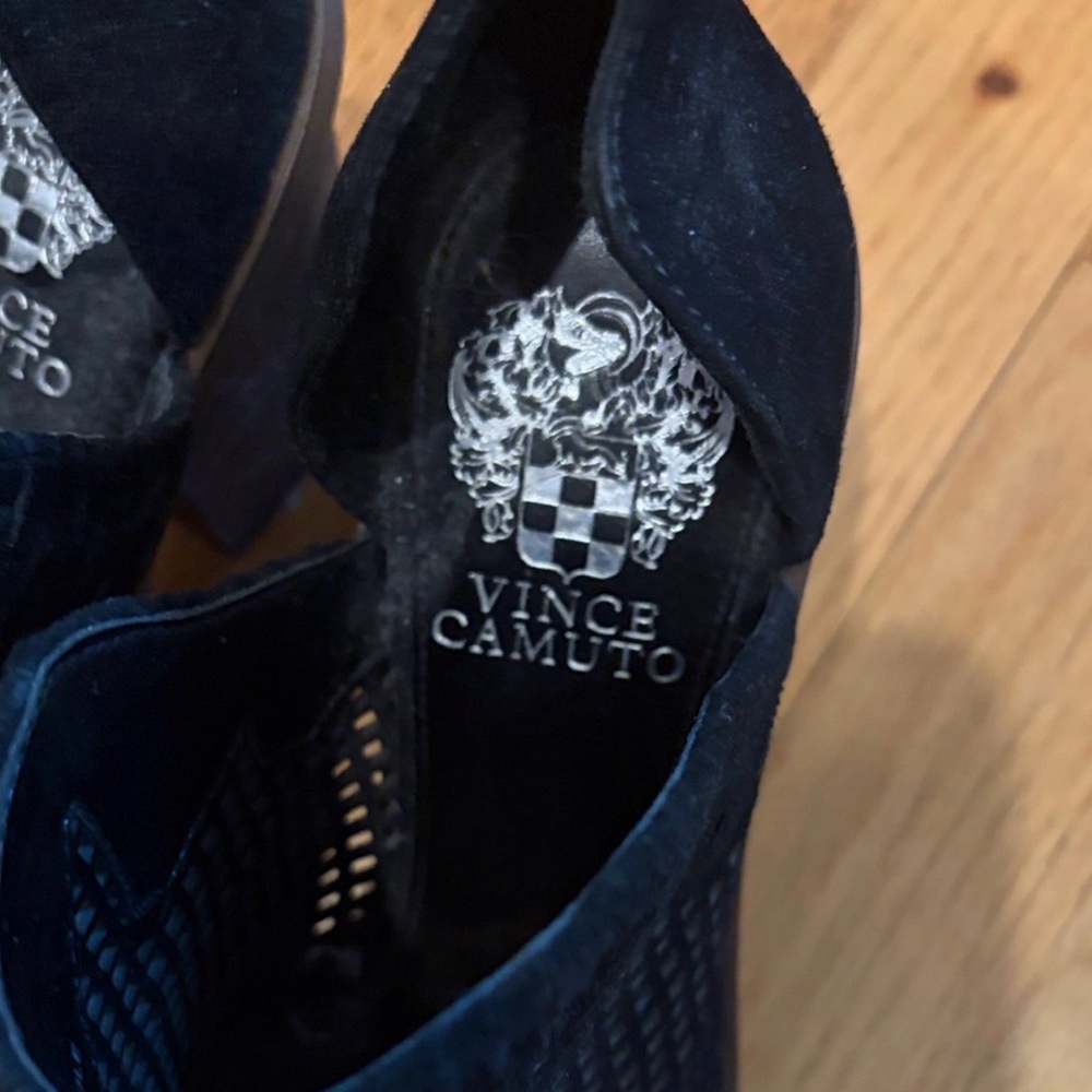 Vince Camuto Black Peep-Toe Wedge Heels - Picture 2 of 7